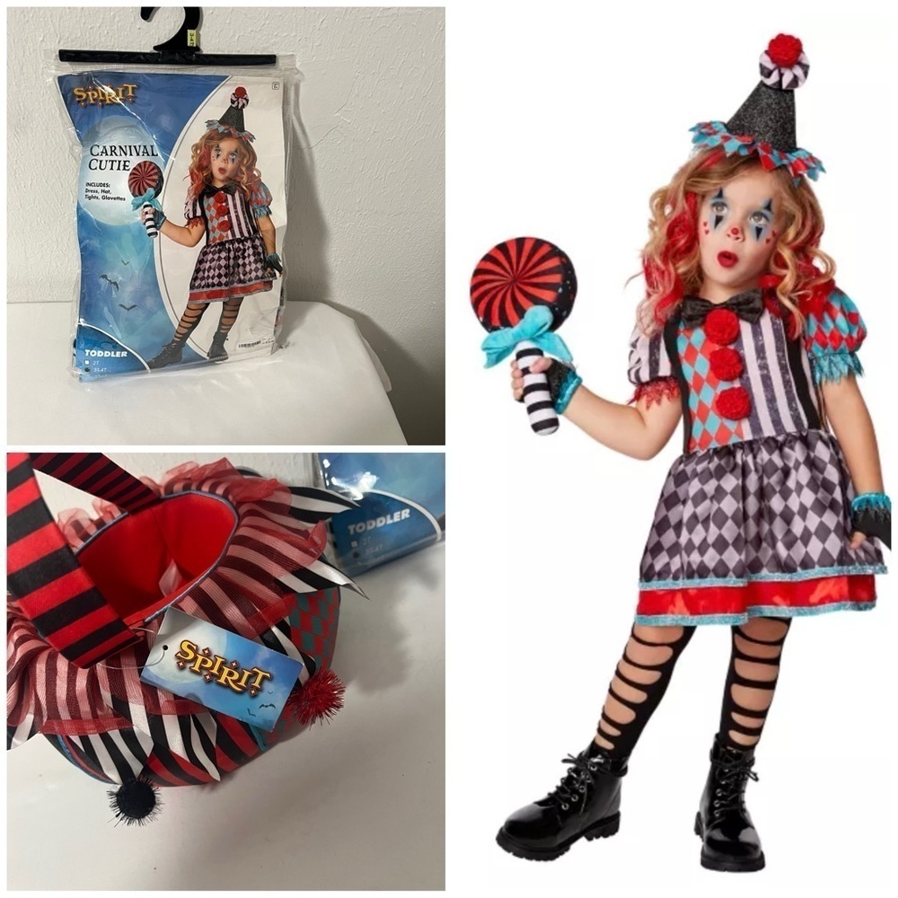 Spirit Halloween Little Girls 3T-4T Carnival Costume Set including Basket